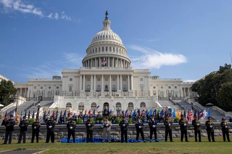US President Joe Biden at the 40th annual national peace officers memorial service at the Capitol in Washington, on October 16. The President and first lady honoured law enforcement officers who lost their lives in the line of duty in 2019 and 2020. EPA