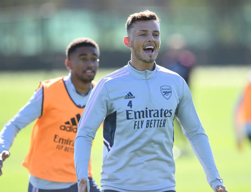 Ben White during an Arsenal training session at London Colney. Getty