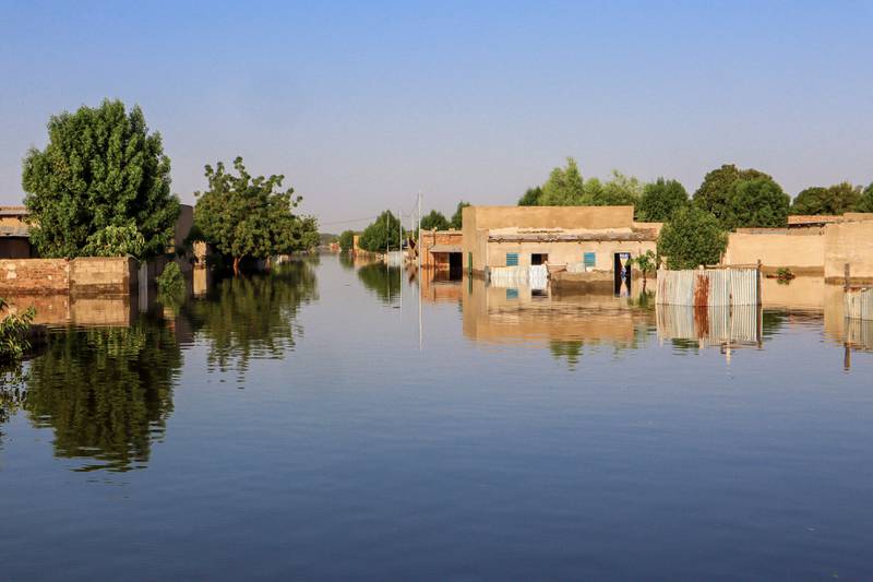 Submerged houses in N'Djamena. Flooding destroyed dozens of houses in Walia, a poor neighbourhood in the south of Chad's capital N'Djamena. AFP