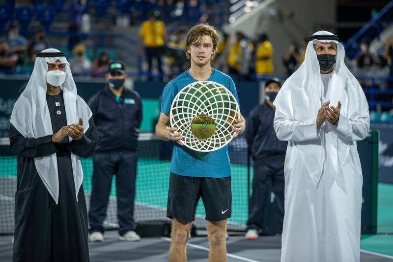 Andrey Rublev defeated Andy Murray in the Mubadala World Tennis Championship final on Saturday.