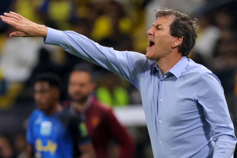 Nassr's French coach Rudi Garcia directs his players. AFP