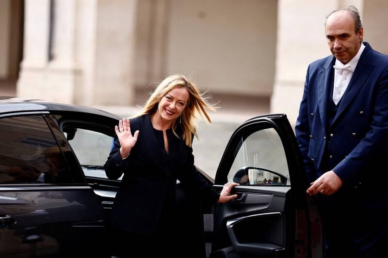 Leaving Quirinale Presidential Palace after she was sworn in. Reuters