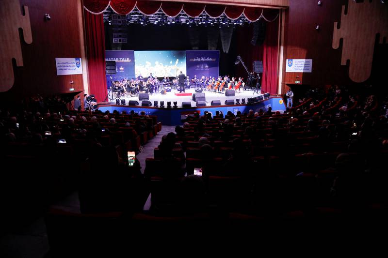 The Watar Orchestra performs at the opening of the University of Mosul's newly restored Grand Theatre. Reuters