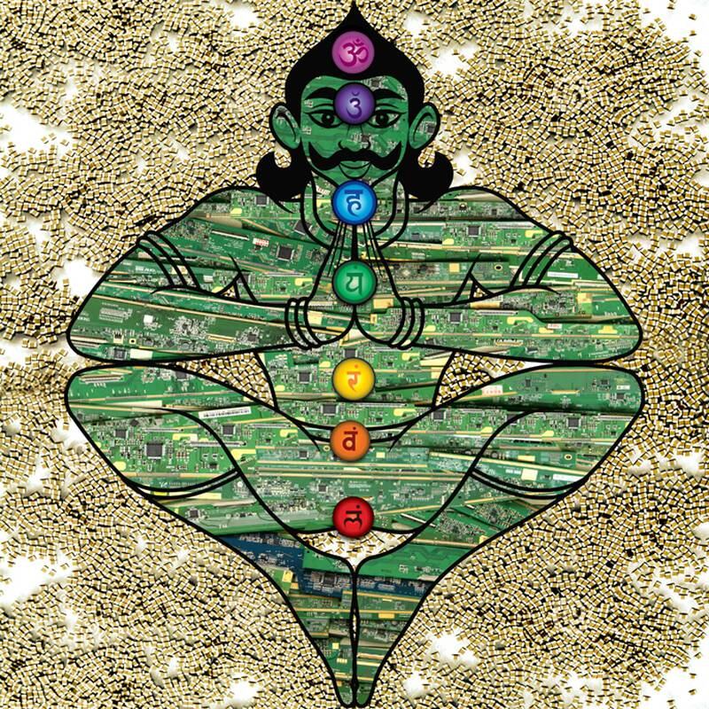 Vishwanath Mallabadi Davangere's eco-art mural depicting a Vastu Purusha Mandala. Photo: Vishwanath Mallabadi Davangere