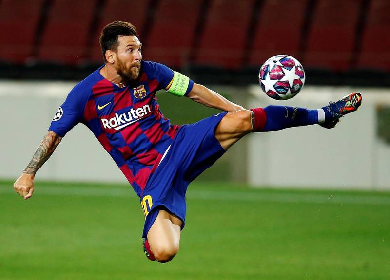 Barcelona's Lionel Messi during his his team's Champions League last-16 second leg victory against Napoli at Camp Nou on Saturday, August 8. EPA
