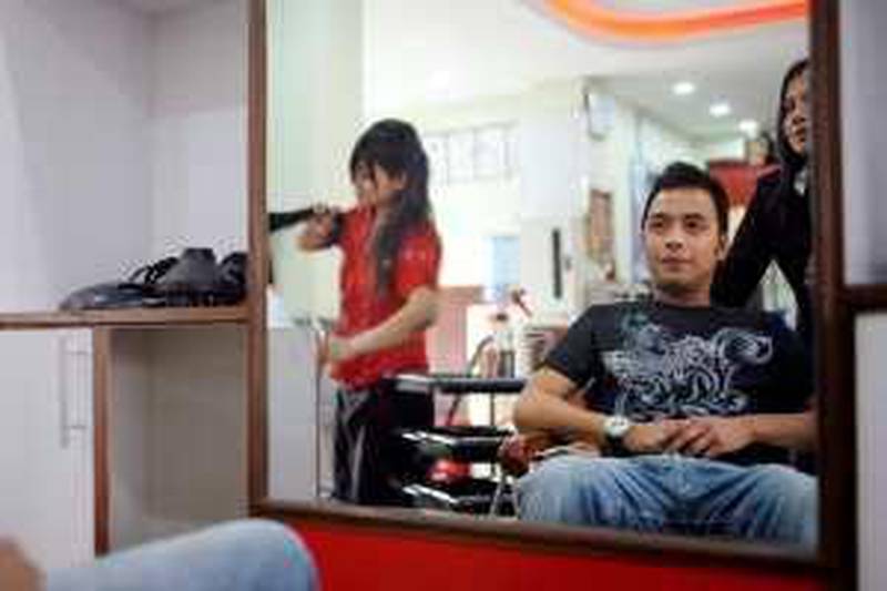 Pop singer Nima Rumba regularly visits Beauty Clubs, a salon in Kathmandu that specializes in the "Korean look." (Annette Ekin for The National) *** Local Caption ***  NIMA RUMBA.jpg