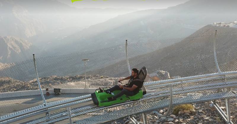 The Jais Sledder, the region's longest toboggan ride, covers a distance of 1,885 metres down the mountain. Photo: Visit Jebel Jais