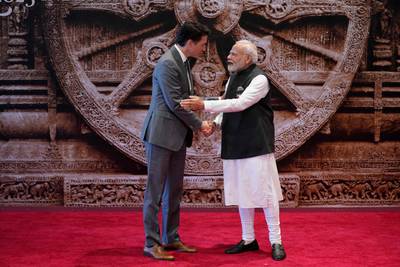 India's Prime Minister Narendra Modi and Canada's Prime Minister Justin Trudeau. AFP