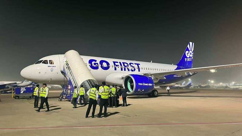 A Go First Airways flight took off from Bengaluru without 55 passengers. Photo: Go First
