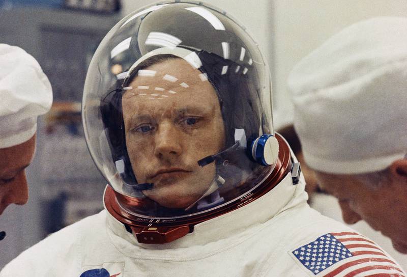 This 1969 file photo shows astronaut Neil Armstrong in a space suit. AP