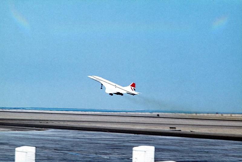 It takes a stretch of the imagination to picutre the supersonic airliner Concorde swooping down to land at Abu Dhabi’s Al Bateen Airport.  Yet that is exactly what happened on an August day in 1974. Concorde, which was only operated by British Airways and Air France, never flew a scheduled service to the Arabian Gulf. But it did come to the UAE before going into service, in a trip that included Dubai, Qatar, Kuwait and Muscat. The visit was a demonstration tour designed (unsuccessfully) to drum up new customers but also to prove the aircraft’s hot weather capability in the height of a Gulf summer. In those days, Al Bateen was the international airport. British Airways briefly ran a scheduled supersonic service to Bahrain when the aircraft went into service in 1976, but this was quickly superseded by the more profitable North Atlantic route. This photograph was taken by Peter Alvis, who lived and worked in Abu Dhabi from 1973 to 1975.  He remembers that: “Our office was in line with the runway and when Concorde took off we thought the office was about to collapse, as the whole place was shaking.” Courtesy Peter Alvis 