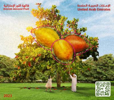 The Emirati Almond Fruit stamp is available for Dh9. Photo: Emirates Post