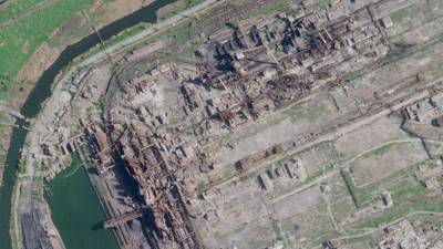 A satellite image shows damage at the Azovstal steelworks in Mariupol, Ukraine. AP