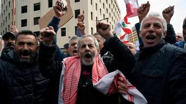 Retired members of Lebanon's security forces take part in a protest in Beirut as they demand inflation adjustments to their pensions. EPA