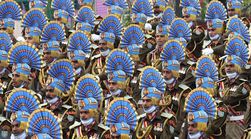 Central Reserve Police Force members on parade in New Delhi. EPA