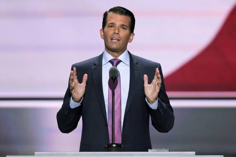 Donald Trump Jr, son of Republican presidential candidate Donald Trump, posted a message on Twitter likening Syrian refugees to a bowl of poisoned Skittles, causing a stir on social media. J Scott Applewhite/AP Photo
