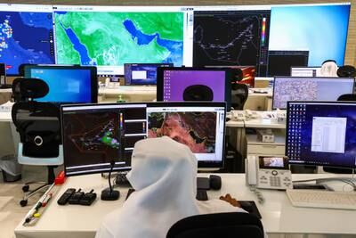 The control room at the National Centre of Meteorology in Abu Dhabi.