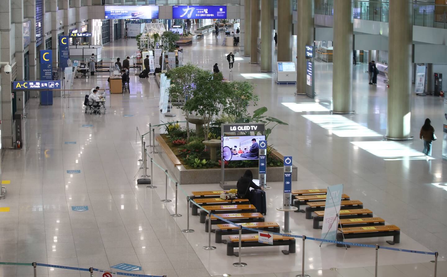 A quiet Incheon International Airport in Seoul in January amid restrictions relating to the Covid pandemic. EPA 