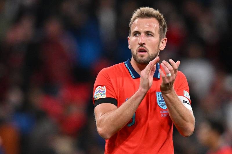 England captain Harry Kane applauds supporters after the match. AFP