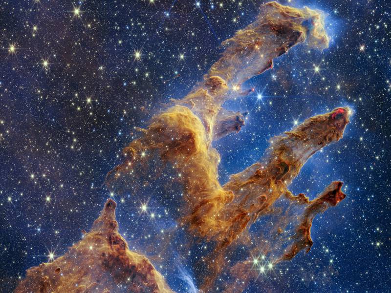 The Pillars of Creation, captured by the James Webb Space Telescope in near-infrared-light view, on October 19.  AP
