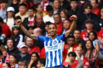 Brighton & Hove Albion's Joao Pedro celebrates scoring their third goal. Reuters