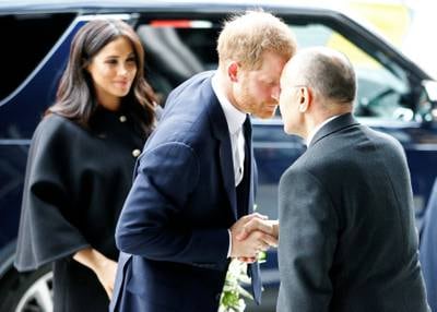 Britain's Prince Harry and Meghan, Duchess of Sussex arrive at the New Zealand House to sign the book of condolence on behalf of the Royal Family in London, Britain March 19, 2019. REUTERS/Henry Nicholls