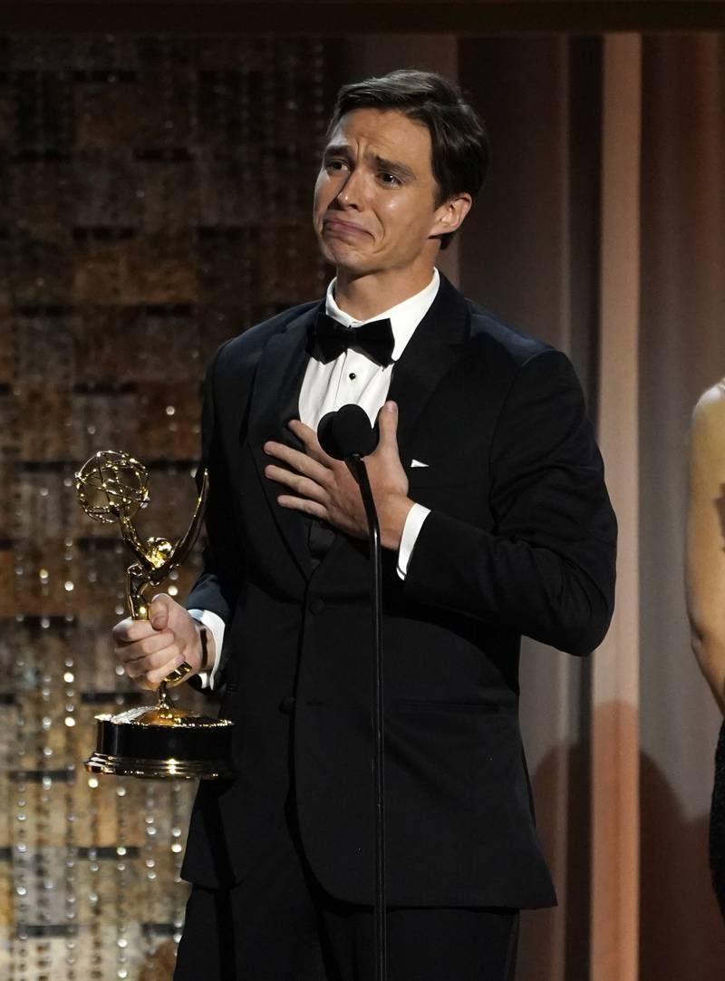Nicholas Chavez accepts the award for outstanding younger performer in a daytime drama series for his role in 'General Hospital'. AP 