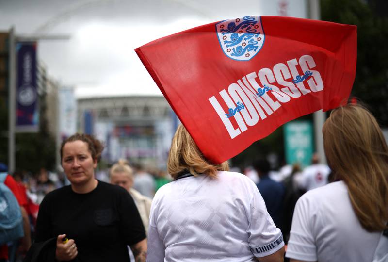 Fans gather for England v Germany outside Wembley Stadium. Reuters