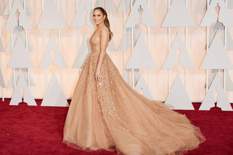 2015: Jennifer Lopez wears Elie Saab to the 87th Annual Academy Awards in California on February 22, 2015. AFP