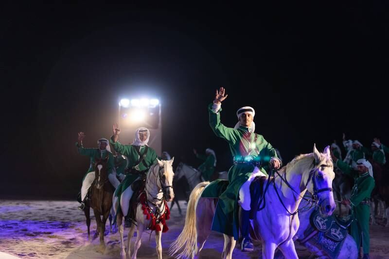 The grand opening ceremony, held on the grounds of the luxury resort, featured a choreographed music routine and majestic Arabian horses. All photos: Banyan Tree AlUla