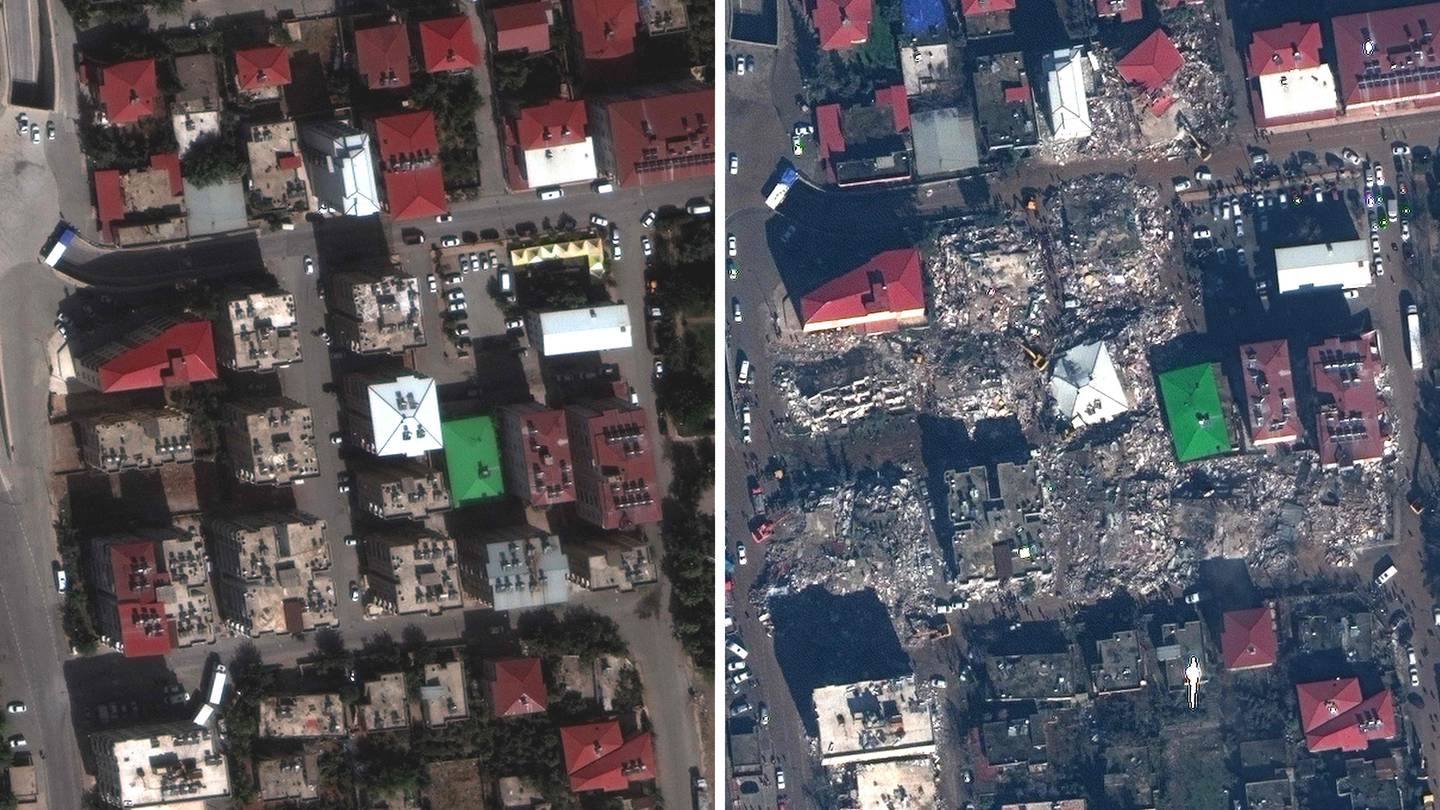 Satellite images before and after Turkey earthquake show extent of