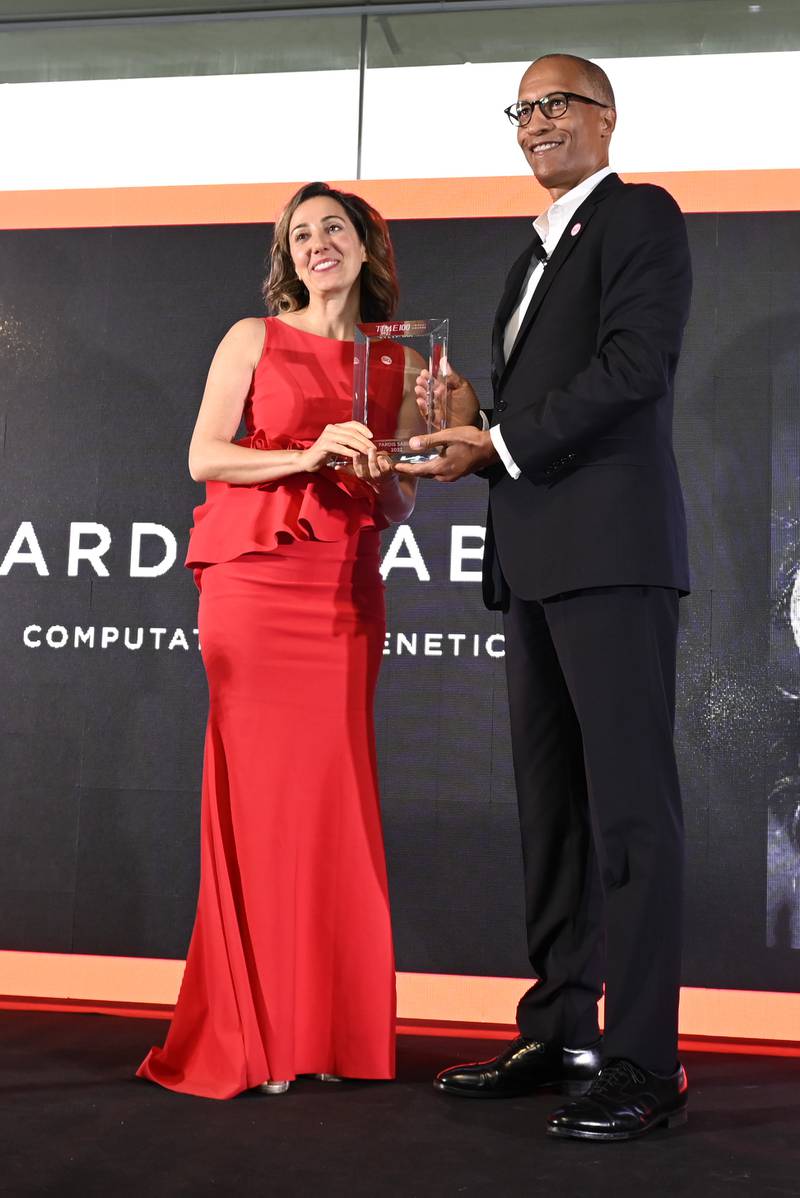 Computational geneticist and infectious disease expert Dr Pardis Sabeti receives her award. 