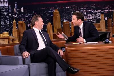 Perry with chat show host Jimmy Fallon in 2017. Getty Images