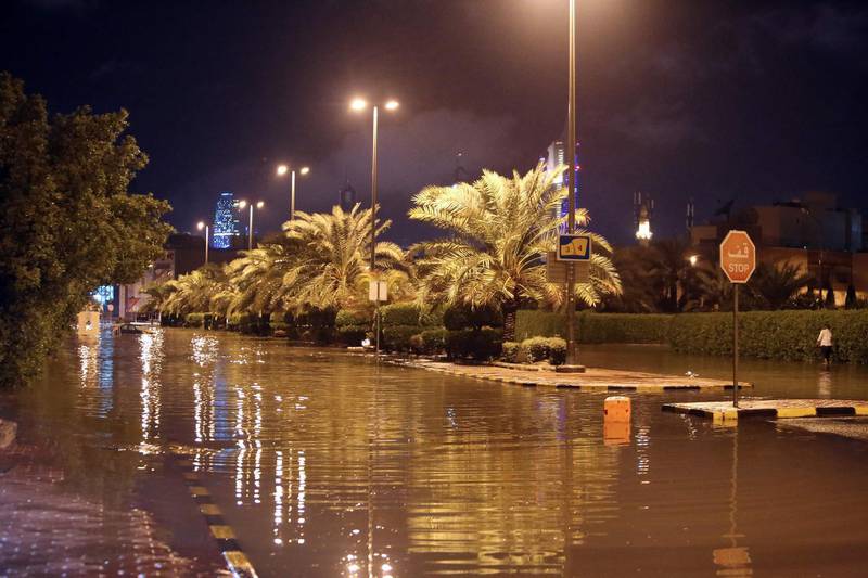 A view of the flooded main road of the Daeya area of Kuwait city. AFP