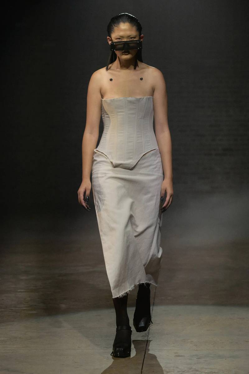 Elena Velez offers a striped-back corset for spring / summer 2023 at New York Fashion Week. Photo: Elena Velez