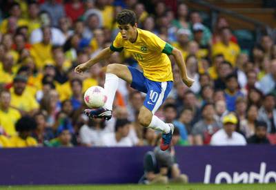 Oscar of Brazil at 2012 Olympics in London. Jake Badger / AP Images