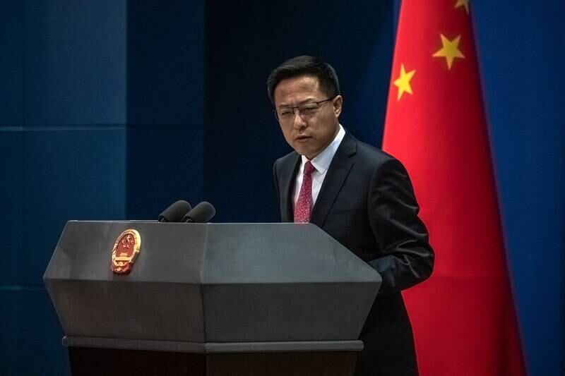 Chinese Foreign Ministry spokesman Zhao Lijian speaks during a daily media briefing in Beijing, China, March 19, 2021. EPA