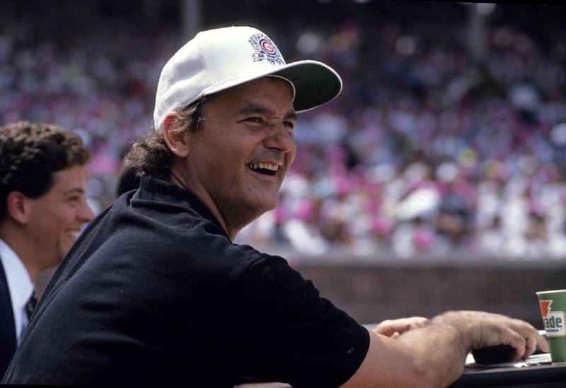 CHICAGO, IL- JULY 10, 1990: Actor Bill Murray watches the 1990 All-Star Game on July 10,1990 in Chicago, Illinois. (Photo by Ronald C. Modra/Getty Images)