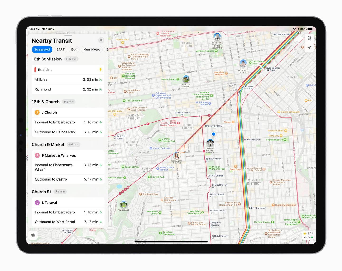 epa09254099 A handout photo made available by Apple showing a preview of the iPadOS15 with new features in Maps to navigate and explore the world as demonstrated during the keynote at the Apple World Wide Developers Conference in Cupertino, California, USA, 07 June 2021.  EPA/Apple Inc. / HANDOUT FOR EDITORIAL USE ONLY. Images cannot be altered or modified in any way, in whole or in part, that disparages Apple. HANDOUT EDITORIAL USE ONLY/NO SALES