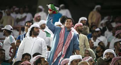 Fans cheer on the UAE against Honduras at the Mohammed bin Zayed Stadium in Abu Dhabi. Silvia Razgova / The National





 *** Local Caption ***  na18oc-main_art.jpg