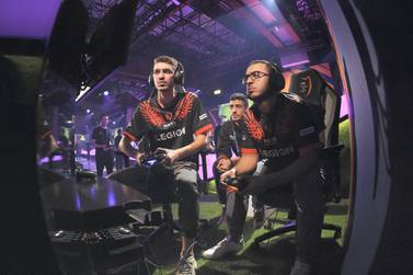 Haroun Yassin, left, and Ramy Saad, right, are part of the Nasr eSports team, which reached the quarter finals of the Fifa eWorld Cup Tullio Puglia for FIFA eWorld Cup