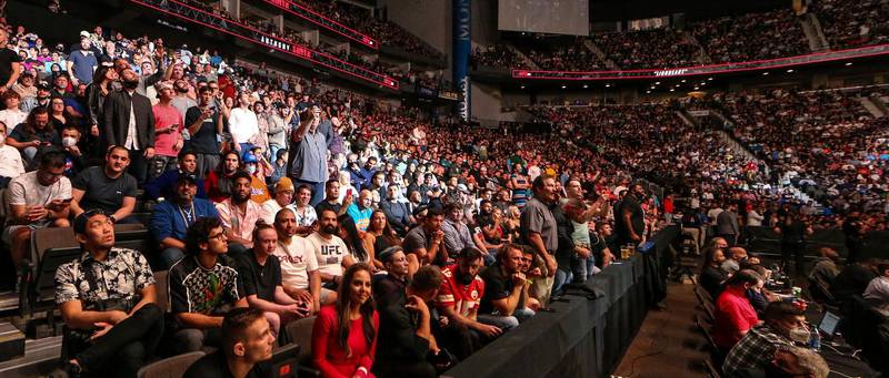 Fans attend UFC 261, the first full-capacity sporting event held indoors in more than a year. AP