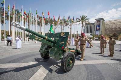 Dubai Police carry out a demonstration with a cannon for this year’s Ramadan, at Al Wasl Plaza. All photos: Ruel Pableo for The National