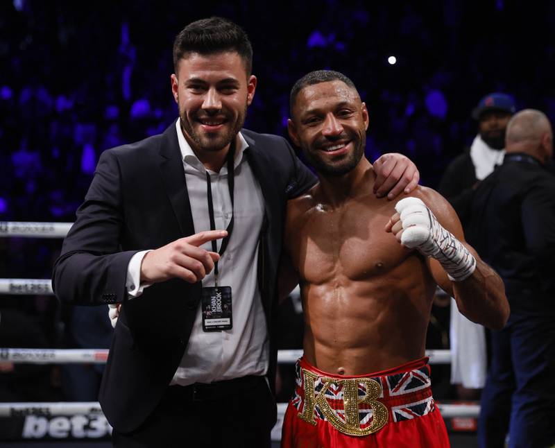 Kell Brook poses with CEO of Boxxer Ben Shalom. Reuters