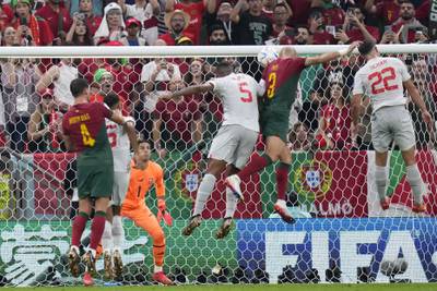 Portugal's Pepe scores against Switzerland. AP