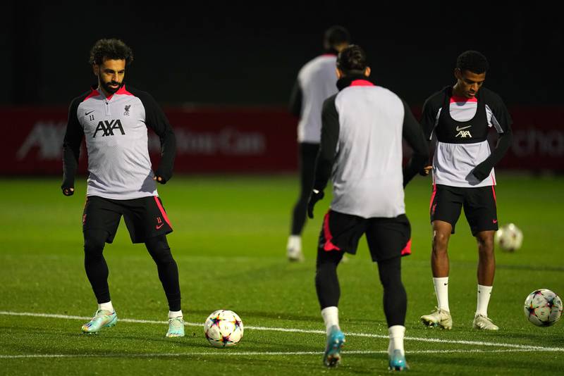 Liverpool's Mohamed Salah during training on October 31, 2022, for the Champions League Group A clash against Napoli at Anfield. PA