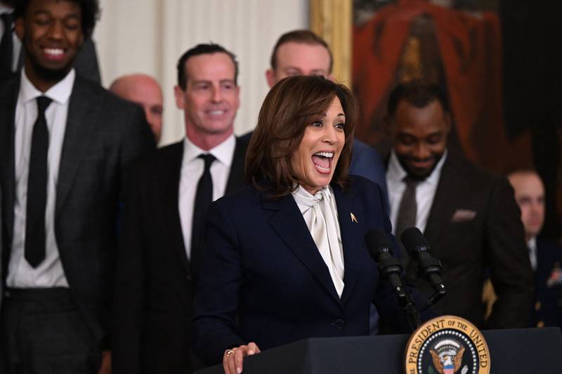US Vice President Kamala Harris, who is from Oakland, talked about her love of the NBA team. AFP