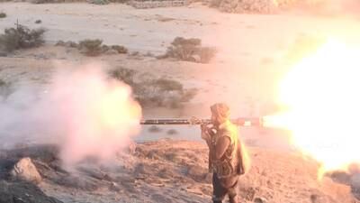 A Houthi fighter fires a weapon at a front line in the Al Jubah district of Yemen's Marib province. Reuters