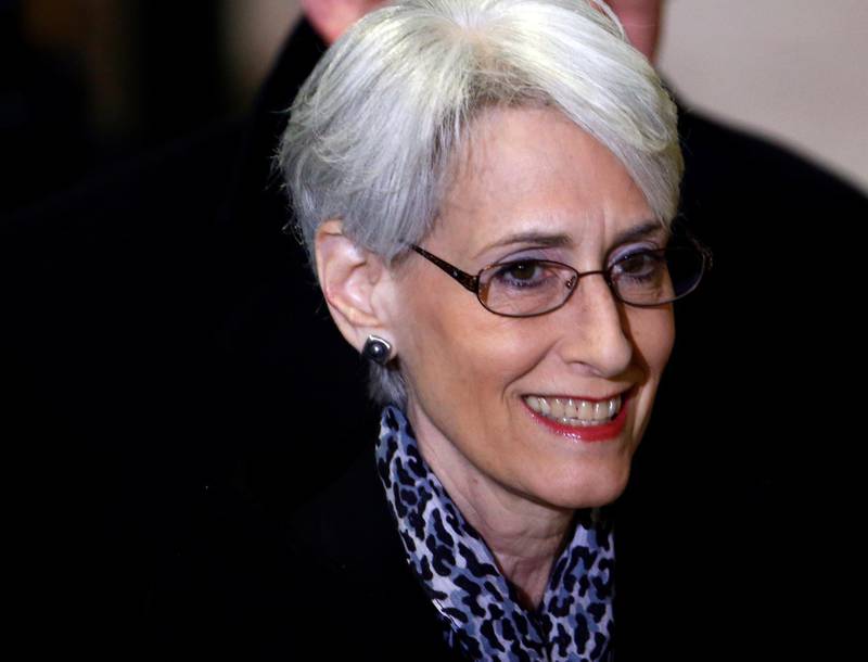 FILE PHOTO: Wendy Sherman arrives for a meeting on Syria at the United Nations European headquarters in Geneva February 13, 2014.    REUTERS/Denis Balibouse/File Photo