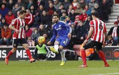 Football Soccer - Southampton v Chelsea - Barclays Premier League - St Mary's Stadium - 27/2/16Chelsea's Cesc Fabregas scores their first goalAction Images via Reuters / John SibleyLivepicEDITORIAL USE ONLY. No use with unauthorized audio, video, data, fixture lists, club/league logos or "live" services. Online in-match use limited to 45 images, no video emulation. No use in betting, games or single club/league/player publications.  Please contact your account representative for further details.
